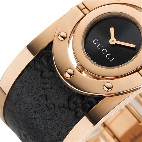 gucci twirl pvd rose gold leather ladies watch|Gucci bee watch.